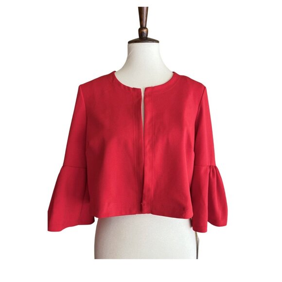 Signature by Signature by RobRobbie Bee Womens Red Cropped Evening Jacket Size L - Picture 6 of 9
